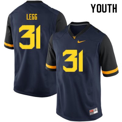 Youth West Virginia Mountaineers NCAA #31 Casey Legg Navy Authentic Nike Stitched College Football Jersey GF15X85XL